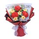 thumbnail image 4 of Ramo de flores completamente de ganchillo con ramo de flores artificiales de punto fácil, ramo de punto hecho a mano para regalos de fiesta de cumplea Rojo, 4 of 8