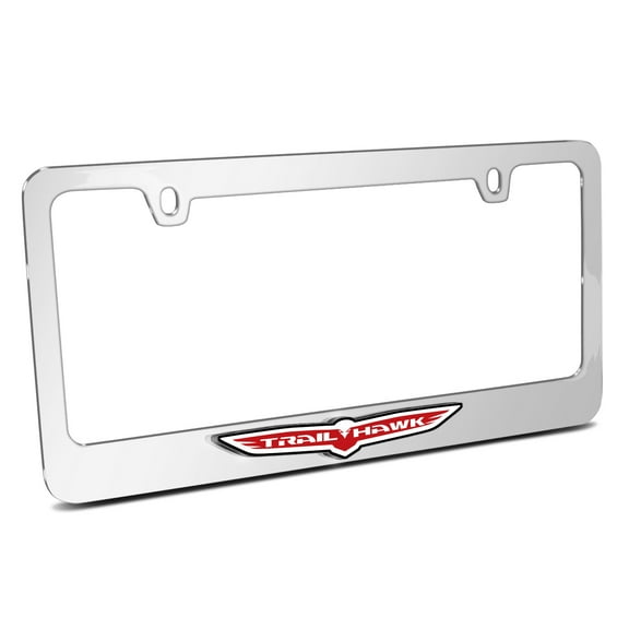 Jeep Trailhawk in 3D American-Made Mirror Chrome Metal License Plate Frame