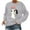 Grey, variant on Fashion Women Casual O-neck Animal Cat Printing Long-sleeved Sweatshirt