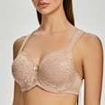 thumbnail image 4 of MELENECA Women's Floral Lace Non-Padded Minimizer Full coverage Underwire Bra Beige-Lace 40I, 4 of 5