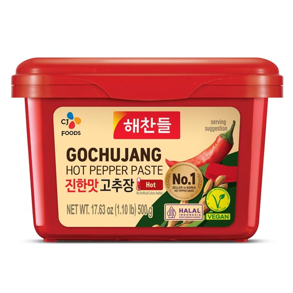CJ Haechandle Gochujang, Hot Pepper Paste, 500g Korean Spicy Red Chile Paste, 1.1 lb.