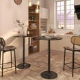 thumbnail image 3 of BOBOKY Bistro Pub Table Round Bar Height Cocktail Table Metal Base MDF Top Obsidian 23.8-Inch Top, 39.5-Inch Height (1 - Pack)Black, 3 of 8