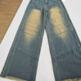 thumbnail image 7 of Women Jeans High Waisted High Waisted Vintage Distressed Patchwork Straight Leg Streetwear Denim Plus Size Womens Jeans Blue L, 7 of 7