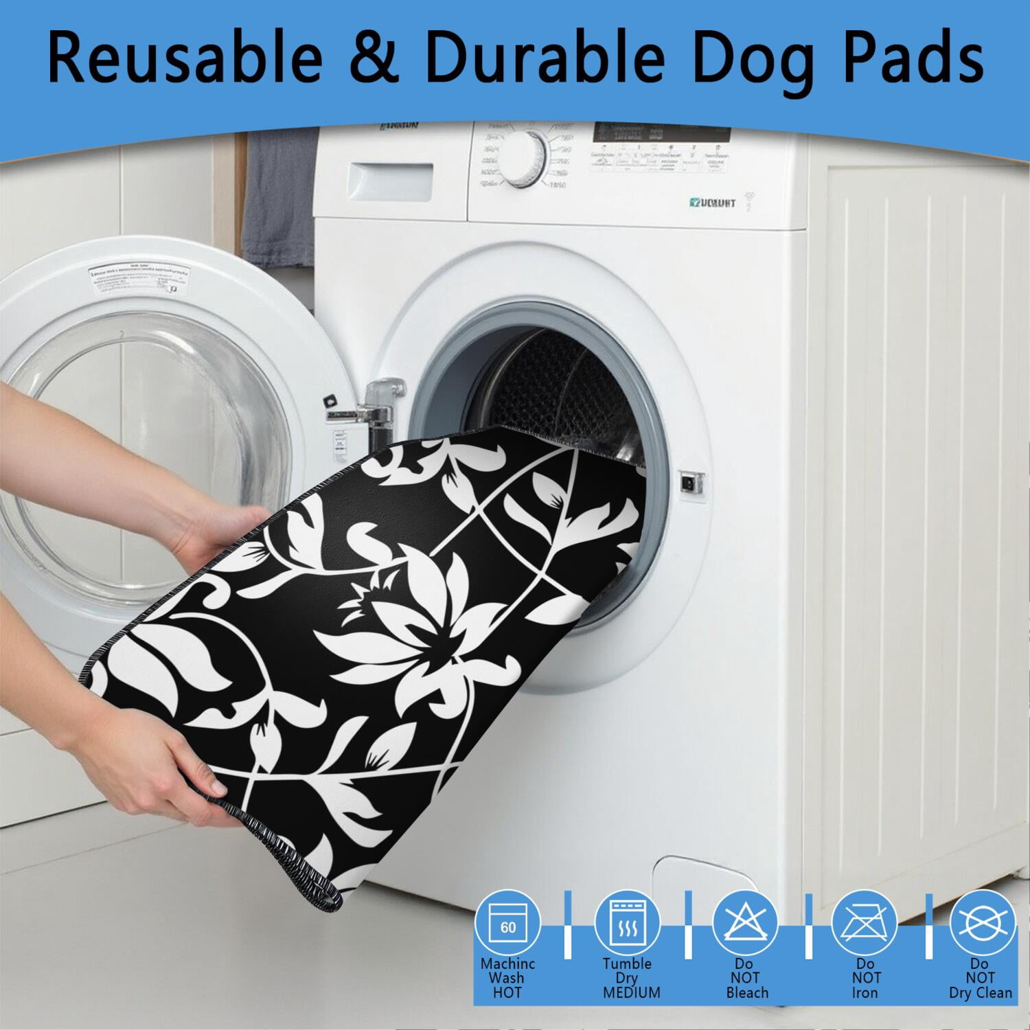 Reusable 72x72 Inch House Training Pads, Washable Dog Urine Pads with Quick-Absorb Core, Flower Design Mat for Puppies and Adult Dogs