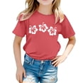 thumbnail image 1 of Hiiyo T-Shirt pour Fille Imprimé Fleuri Manches Courtes Col Rond T-Shirt Décontracté pour Enfants, 1 of 4