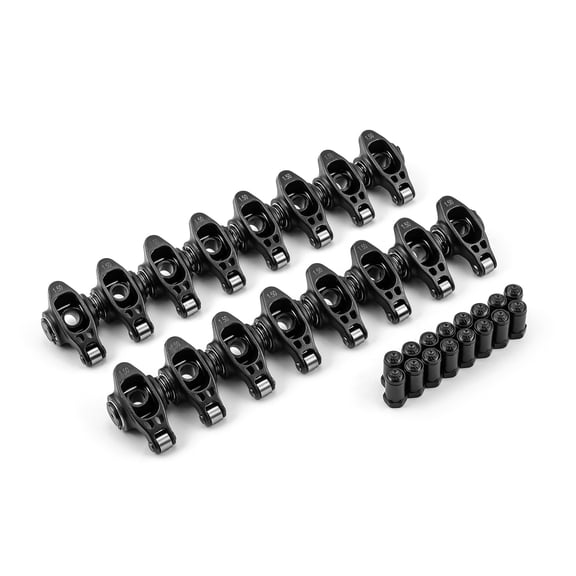 Speedmaster PCE261.1161 Compatible with Chevy SBC 350 1.5 Ratio 7/16" Ultra Black Chromoly Roller Rocker Arms Set