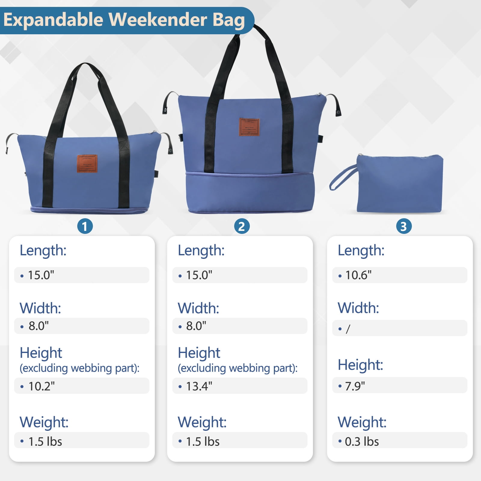 imerelez 20 Inch Carry On Luggage Set 3 Piece with Spinner Wheels, Lightweight Hardshell ABS Suitcase for Weedend Getaways, Business Travel, Blue