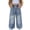 C Blue, variant on Girls Straight Leg Jeans, Cute Bow Elastic Waist Loose Fit Casual Denim Pants with Pockets Blue Size 3