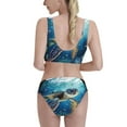 thumbnail image 3 of Daiia Watercolor Turtle4 printed 2 piece Swimsuit Bikinis for Women High Waisted Racerback Bathing Suits Summer Tummy Control Scoop Neck Swimwear-Small, 3 of 8