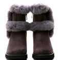 thumbnail image 3 of Ferwind Women's Ankle Booties Low Wedge Heels Suede Winter Shearling Style Adult Grey 10, 3 of 6