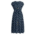 thumbnail image 6 of Herrnalise Women's Summer Floral Print Dress Women's Casual Plus Size V-neck Sleeveless Polka Dot Printed Button Belt Dress, 6 of 9