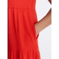 thumbnail image 4 of Time and Tru Women's Tiered Cotton Mini Dress with Short Sleeves, Sizes XS-XXXL, 4 of 5