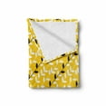 thumbnail image 2 of Leaves Soft Flannel Fleece Throw Blanket, Diagonal Leaves Pattern with Monochrome Tones on Yellow, Cozy Plush for Indoor and Outdoor Use, 70" x 90", Yellow Grey, by Ambesonne, 2 of 6
