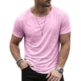 thumbnail image 7 of Men's Big and Tall Crewneck Cotton Linen T-Shirt, Loose Fit Longline Extra Long Beach Tee, Lightweight Breathable Hipster Summer Casual Tops, Sizes S-3XL Purple, 7 of 7