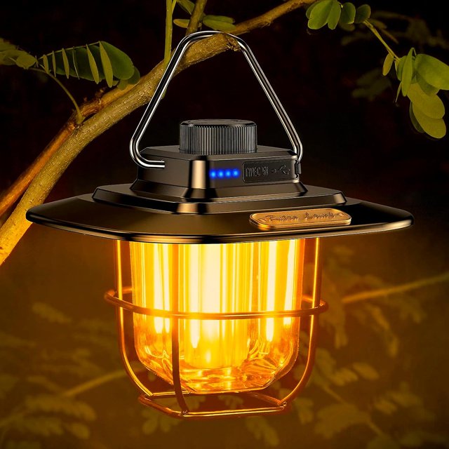 Rechargeable Camping Lantern, Retro USB Rechargeable LED Camping Lamp C-Warm & Natural Light, Stepless Dimming, Bright 13H + Battery Life, Portable &