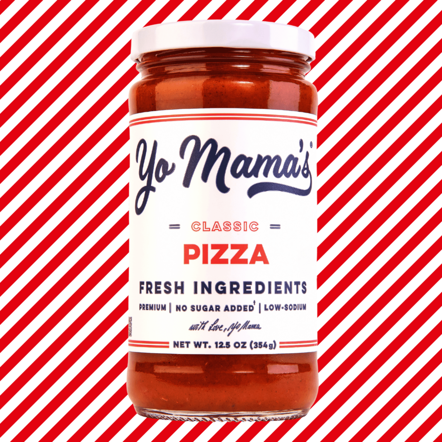 Yo Mama’s Foods Classic Pizza Sauce, 12.5 oz, No Sugar Added, Low Carb, Gluten-Free, All-Natural, Sauce