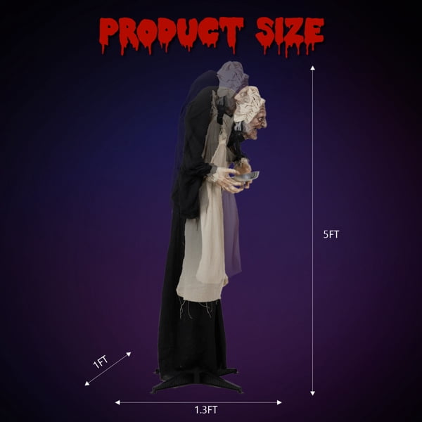 5FT Halloween Standing Decoration, Sensor-Activated (Lights/Sounds/Swaying), Waterproof Polyester for Yard/Garden