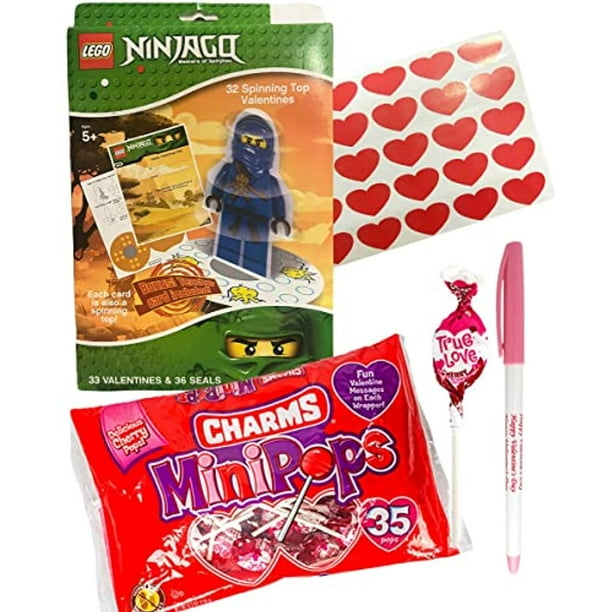 Lego Ninjago 32 Valentine Cards Spinning Tops With Heart Stickers lego-ninjago-32-valentine-cards-spinning-tops-with-heart-stickers