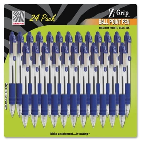 - Zebra Pen Corp. 12225 Z-Grip Retractable Ballpoint Pen, Blue Ink, Medium, 24/Pack
