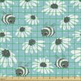 thumbnail image 2 of Ambesonne Floral Fabric by the Yard Upholstery, Rhythmic Flowers Bees Art, 2 Yards, Pale Sky Blue and White, 2 of 5