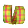 thumbnail image 1 of Reliant Ribbon 93228W-188-40K Celine Plaid Twill Wired Edge Ribbon - Citrus & Fuchsia - 2.5 in. x 50 yards, 1 of 1