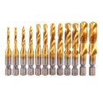 thumbnail image 1 of 12pcs Titanium Coated HSS Tap Drill Bits Set Hex Shank Screw Thread Bit Screw Machine Compound Tap M3 M 4 M5 M6 M8 M10, 1 of 5