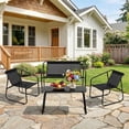 thumbnail image 4 of TINKLE WELL 4-Piece Patio Furniture Set, 2 Rocking Chairs and 1 Bench with Textilene Fabric, Tempered Glass Coffee Table, for Lawn, Garden, Balcony & Poolside, 4 of 7