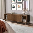 thumbnail image 6 of Lisicue Mid-Century Modern TV Stand for TVs up to 70 Inches with Sliding Doors and Storage, Television Stands, TV Consoles, Media Consoles for Living Room Bedroom, Walnut, 6 of 6