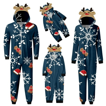 

Daznico Christmas Pjs for Family Christmas Family Suit Boys Girls Cartoon Snowflake Candy Prints Deer Suit Hoodie Jumpsuit Family Christmas Pajamas Matching Sets(Size:Baby: 3M)