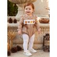 thumbnail image 4 of RUINIXCW Newborn Baby Girl Thanksgiving Outfit Fall Winter Clothes Gingham Plaid Bubble Romper Turkey Embroidery Long Sleeve Bow Playsuit Jumpsuit, 4 of 9