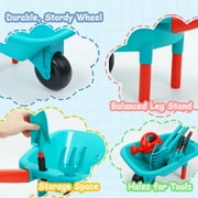 JoyStone Kids Gardening Tool Set with Wheelbarrow, Watering Can, Gloves, Shovel, Rake, Apron, Durable Plastic, Ages 3-6