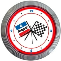 MOPAR CHECKERED FLAG NEON CLOCK – 8MPFLG