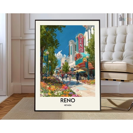 Reno Nevada Cityscape Wall Art Travel Decor Photo Print, Unframed Paper Poster 8x10in