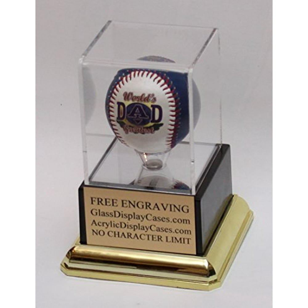 Baseball Personalized Acrylic Display Case with Black and Gold Platform