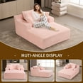 thumbnail image 5 of Oversized Chaise Longue Chair Indoor, Modern Upholstered Corduroy Deep Seat Sofa Bed with Throw Pillows and Armrests, Sleeper Sofa Couch for Living Room, Bedroom Apartment, 5 of 7