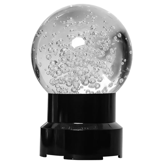 4 Inch Crystal Ball with LED Stand - Decorative Bubble Snow Globe, Rotating Light Base - Home & Office Decor, Unique Gift