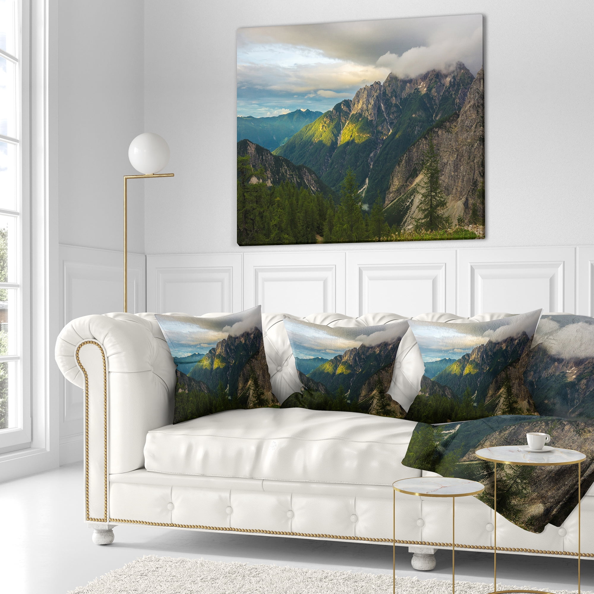 Designart Sunrise with Yellow Reflection - Landscape Photo Throw Pillow - 18x18