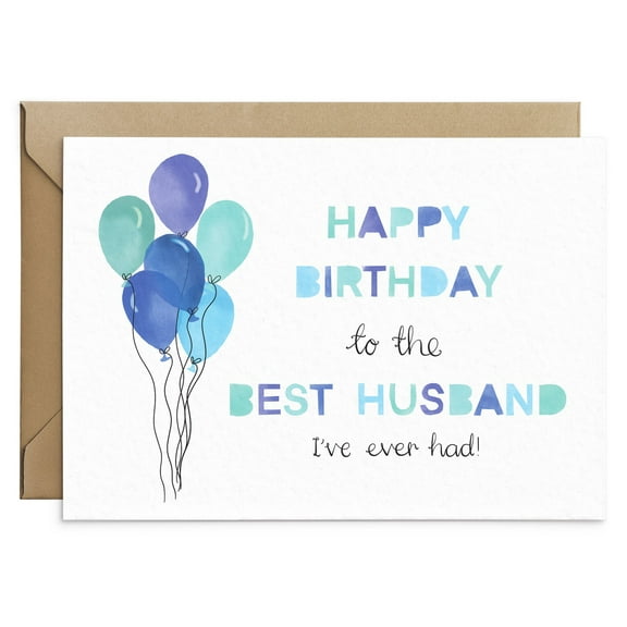 Happy Birthday Card for Best Husband – Colorful Balloon Design – Blank Inside, Envelope Included – Perfect Gift for Husband’s Birthday Celebration