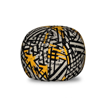 Grunge Storage Toy Bag Chair  Graffiti Style Geometric Triangle Stripes Modern Murky Ornaments  Stuffed Animal Organizer Washable Bag  Small Size  Pale Orange Dust and Black  by Ambesonne