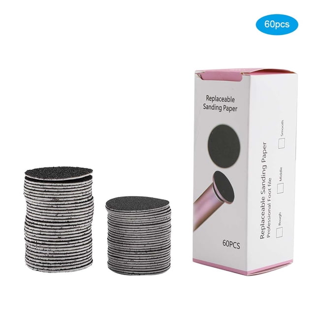 Almohadillas de discos de papel de lijado desechables para pies, herramienta eléctrica de pedicura para limar pies, 60 uds.