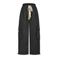 thumbnail image 5 of lulshou Womens Cargo Pants Mid Waist with Pocket Overalls Casual Pants Spring Summer Wide Leg Cargo Pants Business Work Pants, 5 of 7