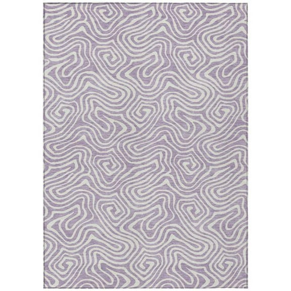 HomeRoots 599730 3 x 5 ft. Lavender & Ivory Abstract Washable Indoor & Outdoor Rectangle Area Rug
