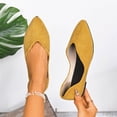 thumbnail image 5 of Women's Retro Suede Pointed Toe Ballets Flats Comfortable V Cut Loafers Lightweight Slip On Walking Dress Shoes Yellow Size 7, 5 of 7