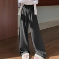 thumbnail image 2 of Lorytime Womens Wide Leg Pants Stripe Elastic Waist Trousers Drawstring Loose Summer Pants Soft Casual Clothes Black XL, 2 of 7