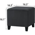 thumbnail image 3 of Adeco Small Foot Stool Ottoman, 16.3" Linen Cube Ottoman Foot Rest with Wood Legs, Upholstered Ottomans Footstool for Living Room, Bedroom, Couch (Dark Gray), 3 of 9