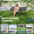 thumbnail image 6 of Memoryfield 2 Person Portable Double Hammock with Pillow and Adjustable Steel Stand, Outdoor Hammock for Patio, Garden, Beach, Backyard, Gray, 6 of 7