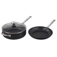 thumbnail image 1 of Le Creuset - Juego de utensilios de cocina antiadherentes endurecidos, 3 piezas Sartén de 10 pulgadas, 4.25 cuartos Sartén con tapa), gris, 1 of 5