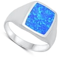 thumbnail image 4 of CHOOSE YOUR COLOR Statement Bold Blue Simulated Opal Ring .925 Sterling Silver Band CZ Female Size 7, 4 of 4