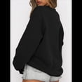 thumbnail image 4 of Sudaderas de Larga para Mujer, Cuello Redondo, Jerséis Holgados, Tops de Otoño Negro M, 4 of 9