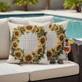 thumbnail image 5 of Yellow Sunflower Pillow Covers 2 Pack Spring Flower Floral Green Leaf Line Plaid Pillowcase Waterproof Outdoor Throw Pillow Cover for Patio Garden Square Cushion 24”x24”, 5 of 9